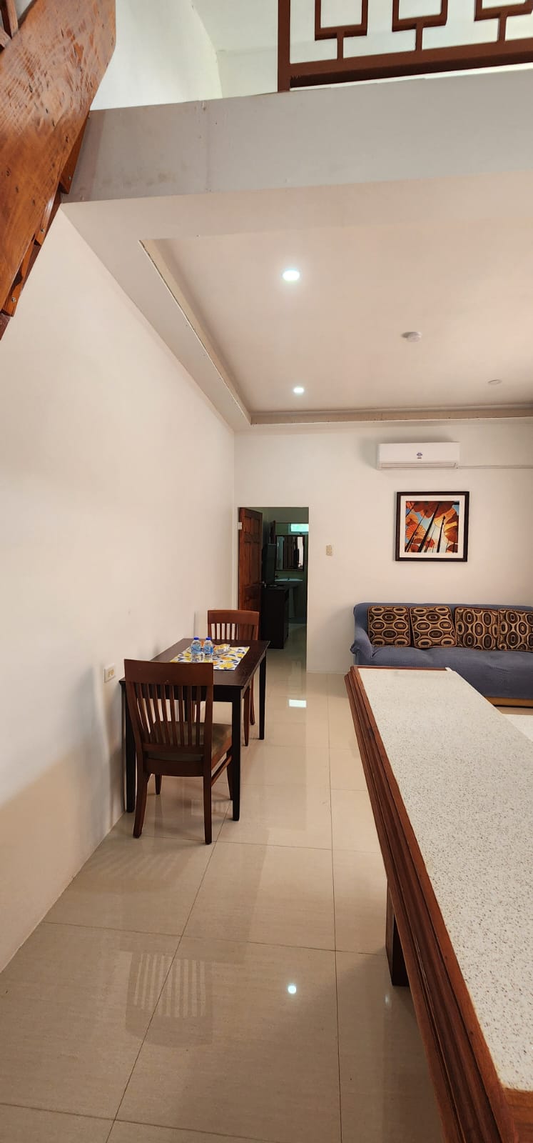 One-bedroom apartment living and dining area