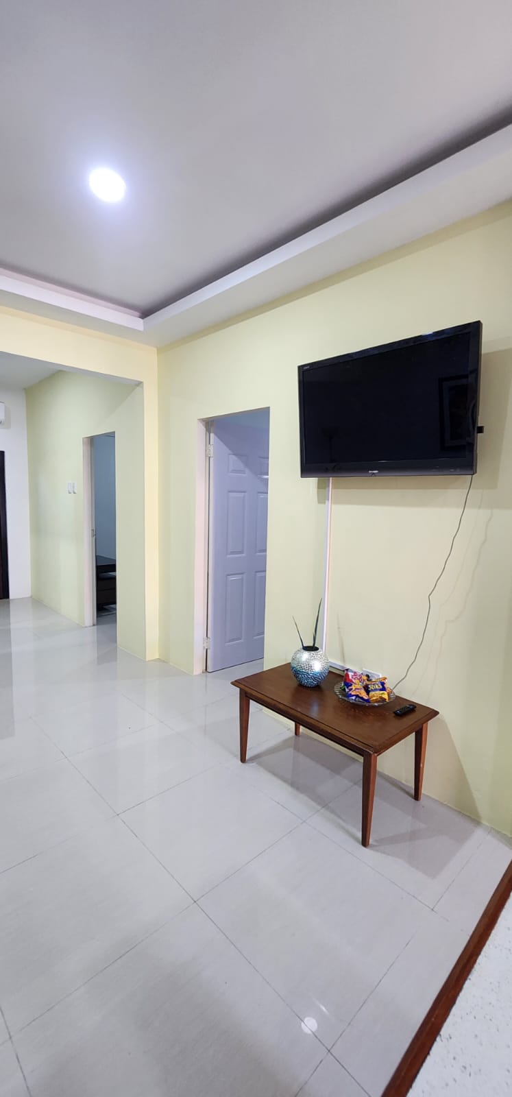 Living and dining room with television